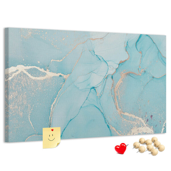 Korktafel mit blauem Marmormuster und feinen Adern