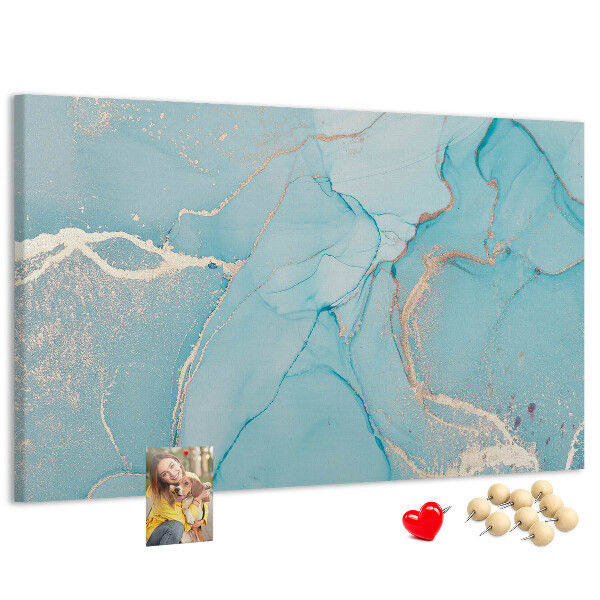 Korktafel mit blauem Marmormuster und feinen Adern