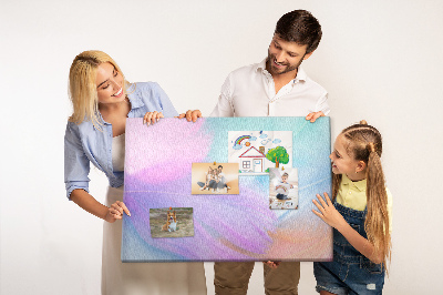 Korkbild zarte Federn in Pastelltönen