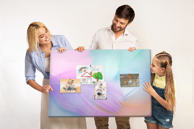 Korkbild zarte Federn in Pastelltönen