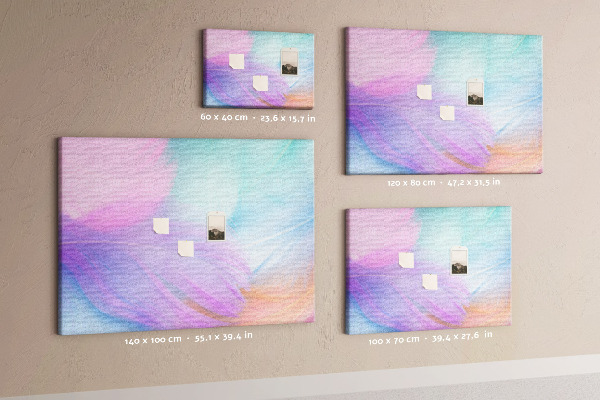 Korkbild zarte Federn in Pastelltönen
