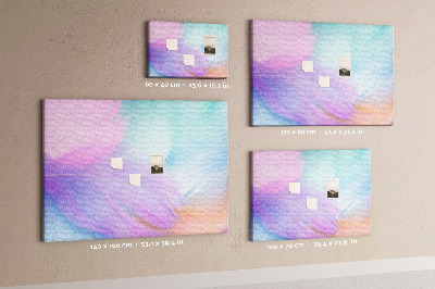 Korkbild zarte Federn in Pastelltönen