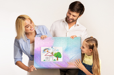 Korkbild zarte Federn in Pastelltönen