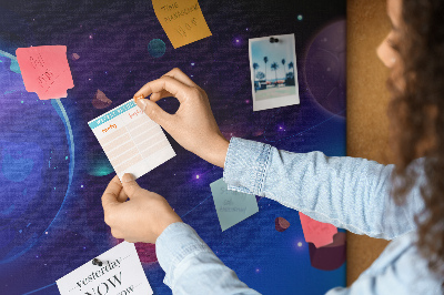 Bild mit Korkrückwand Weltraumlandschaft mit Planeten und Asteroiden
