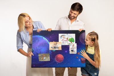 Bild mit Korkrückwand Weltraumlandschaft mit Planeten und Asteroiden