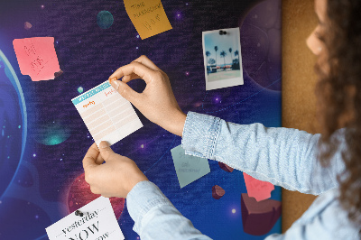 Bild mit Korkrückwand Weltraumlandschaft mit Planeten und Asteroiden