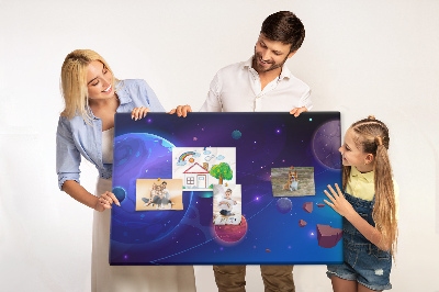 Bild mit Korkrückwand Weltraumlandschaft mit Planeten und Asteroiden