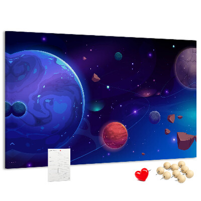 Bild mit Korkrückwand Weltraumlandschaft mit Planeten und Asteroiden