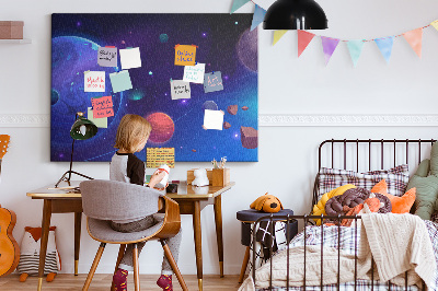 Bild mit Korkrückwand Weltraumlandschaft mit Planeten und Asteroiden