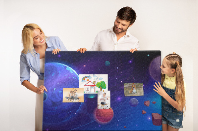 Bild mit Korkrückwand Weltraumlandschaft mit Planeten und Asteroiden