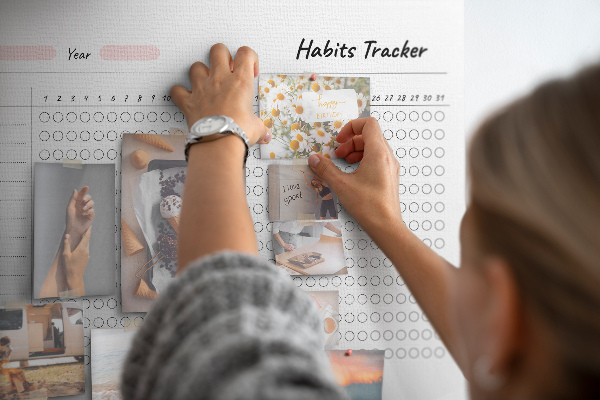 Gewohnheits-Tracker mit Korkrückwand zur einfachen Erfolgsverfolgung