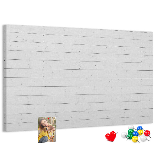Korktafel in weißer Holzoptik