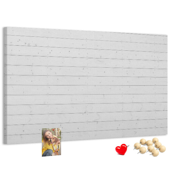 Korktafel in weißer Holzoptik