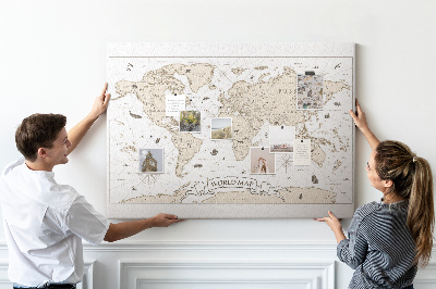 Korkbild antike Weltkarte mit geografischen Details