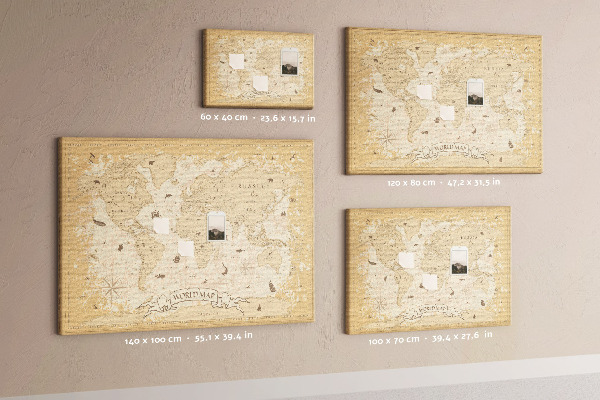 Weltkarte mit Korkrückwand antike Karte mit geografischen Details