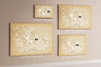 Weltkarte mit Korkrückwand antike Karte mit geografischen Details