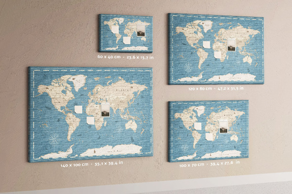 Korktafel mit Motiv Alte Weltkarte auf zartem Hintergrund