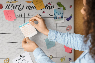 Kork-Pinnwand Speiseplan für die ganze Woche