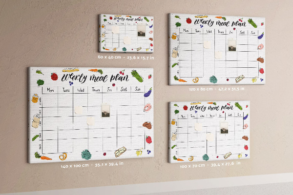 Kork-Pinnwand Speiseplan für die ganze Woche