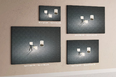 Wandbild mit Korkrückwand Motiv mit Lampenlicht auf einem dunklen Pfad