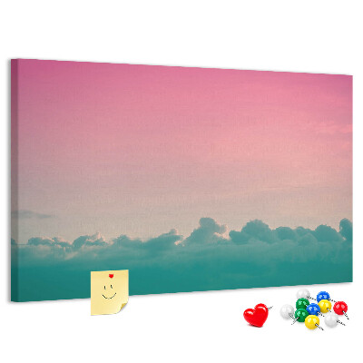 Bilder mit Korkrückwand Sonnenuntergang über den Wolken in Pastelltönen