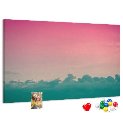 Bilder mit Korkrückwand Sonnenuntergang über den Wolken in Pastelltönen