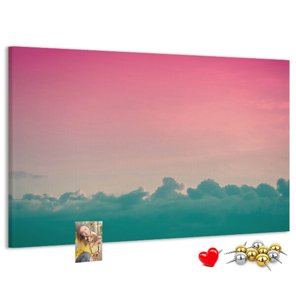 Bilder mit Korkrückwand Sonnenuntergang über den Wolken in Pastelltönen