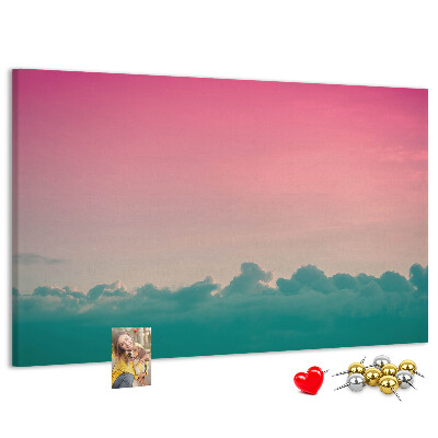 Bilder mit Korkrückwand Sonnenuntergang über den Wolken in Pastelltönen