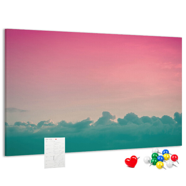 Bilder mit Korkrückwand Sonnenuntergang über den Wolken in Pastelltönen