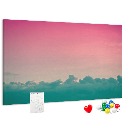 Bilder mit Korkrückwand Sonnenuntergang über den Wolken in Pastelltönen