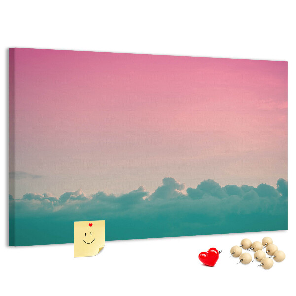 Bilder mit Korkrückwand Sonnenuntergang über den Wolken in Pastelltönen