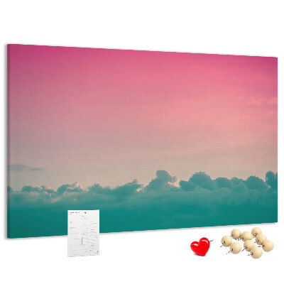 Bilder mit Korkrückwand Sonnenuntergang über den Wolken in Pastelltönen