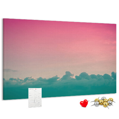 Bilder mit Korkrückwand Sonnenuntergang über den Wolken in Pastelltönen