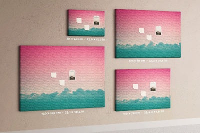 Bilder mit Korkrückwand Sonnenuntergang über den Wolken in Pastelltönen