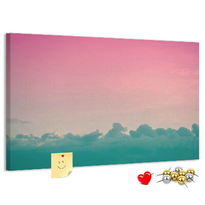 Bilder mit Korkrückwand Sonnenuntergang über den Wolken in Pastelltönen