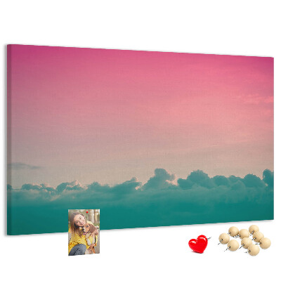 Bilder mit Korkrückwand Sonnenuntergang über den Wolken in Pastelltönen