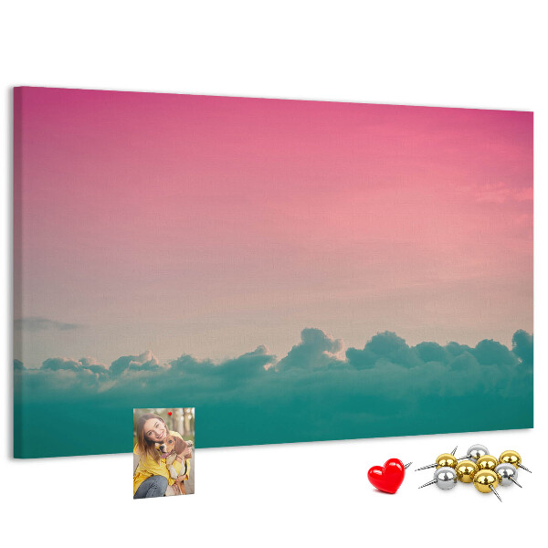 Bilder mit Korkrückwand Sonnenuntergang über den Wolken in Pastelltönen