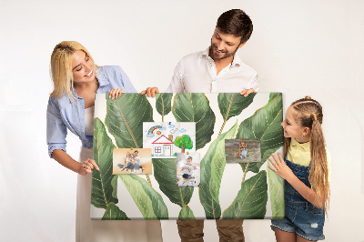 Korktafel mit Motiv tropische Blätter in Grüntönen