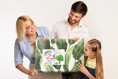Korktafel mit Motiv tropische Blätter in Grüntönen