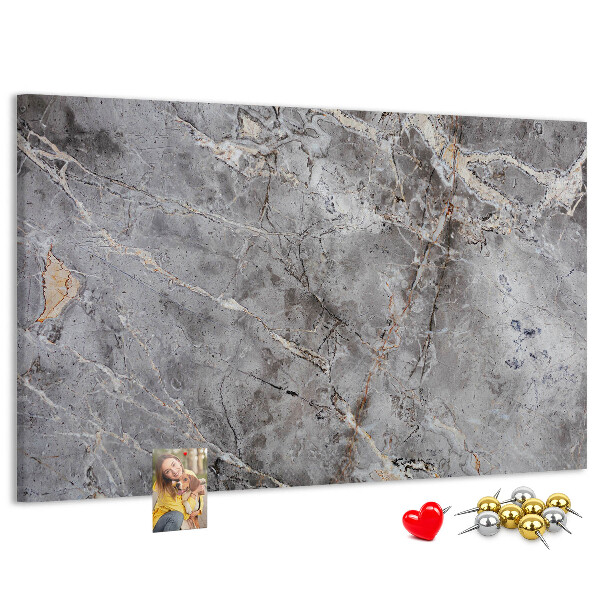 Bild mit Korkrückwand elegantes Muster aus geädertem grauem Marmor