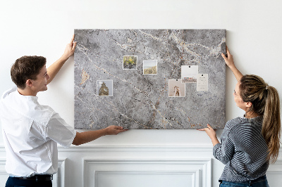 Bild mit Korkrückwand elegantes Muster aus geädertem grauem Marmor