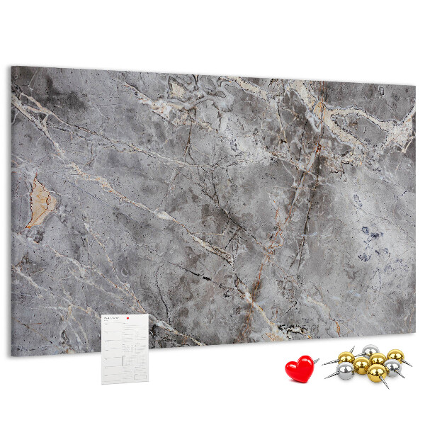 Bild mit Korkrückwand elegantes Muster aus geädertem grauem Marmor