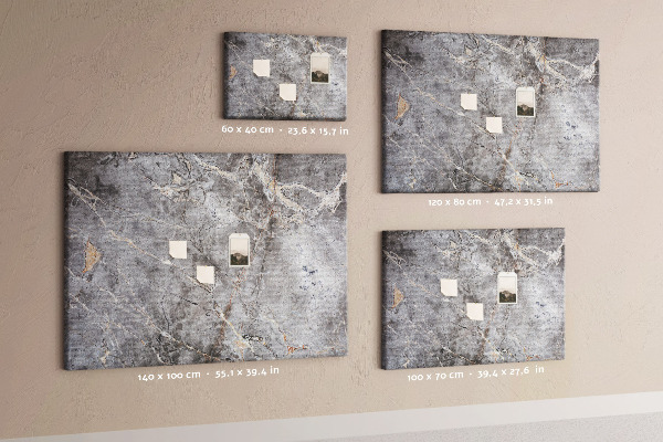 Bild mit Korkrückwand elegantes Muster aus geädertem grauem Marmor