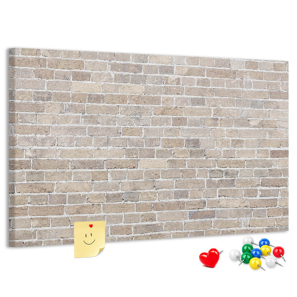 Bild mit Korkrückwand stilvolle Backsteinwand in neutralen Farbtönen