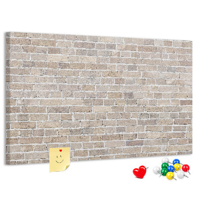 Bild mit Korkrückwand stilvolle Backsteinwand in neutralen Farbtönen
