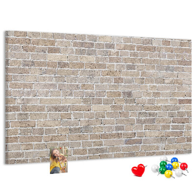 Bild mit Korkrückwand stilvolle Backsteinwand in neutralen Farbtönen