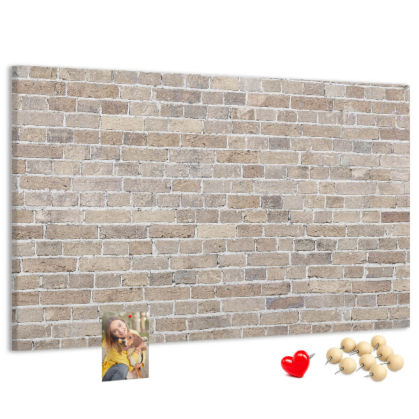 Bild mit Korkrückwand stilvolle Backsteinwand in neutralen Farbtönen