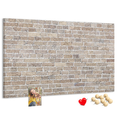 Bild mit Korkrückwand stilvolle Backsteinwand in neutralen Farbtönen