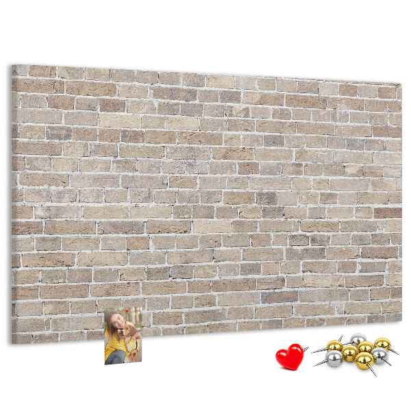 Bild mit Korkrückwand stilvolle Backsteinwand in neutralen Farbtönen