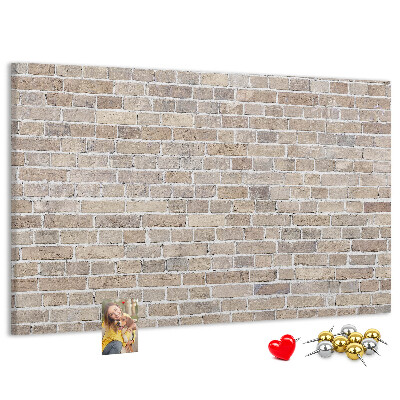 Bild mit Korkrückwand stilvolle Backsteinwand in neutralen Farbtönen